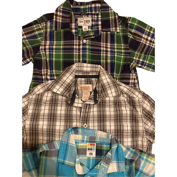 Lot of 3 Boys Mossimo Healthtex Childrens Place Plaid Button Up Shirts Formal Ca - Picture 2 of 3